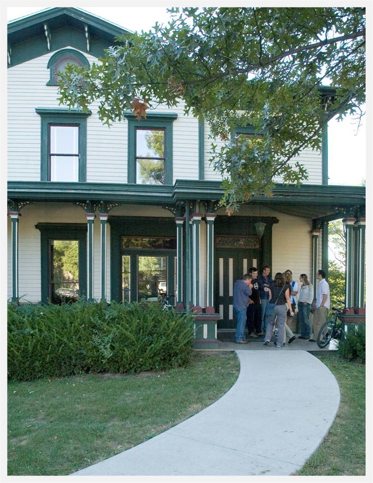 front of a building on campus