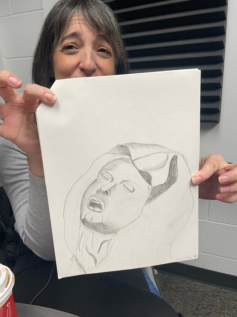 rachel shows a drawing
