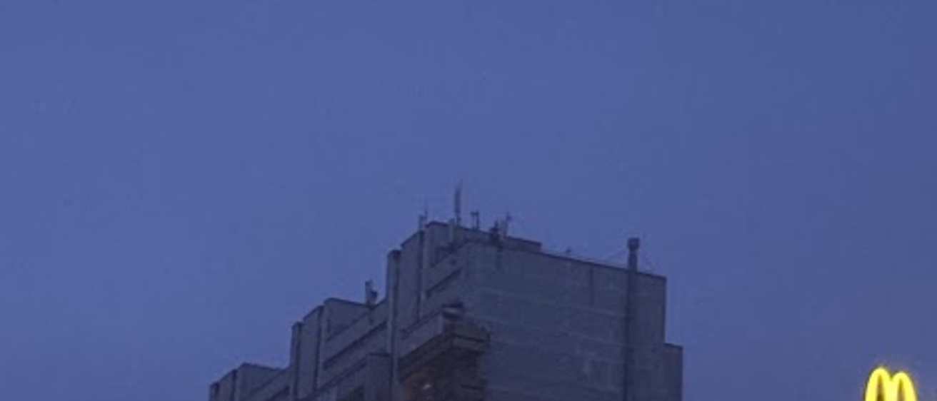 night sky with building
