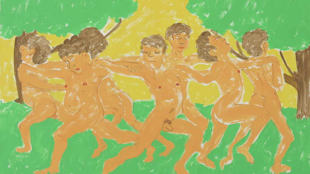 Illustration of Men Dancing in a Circle