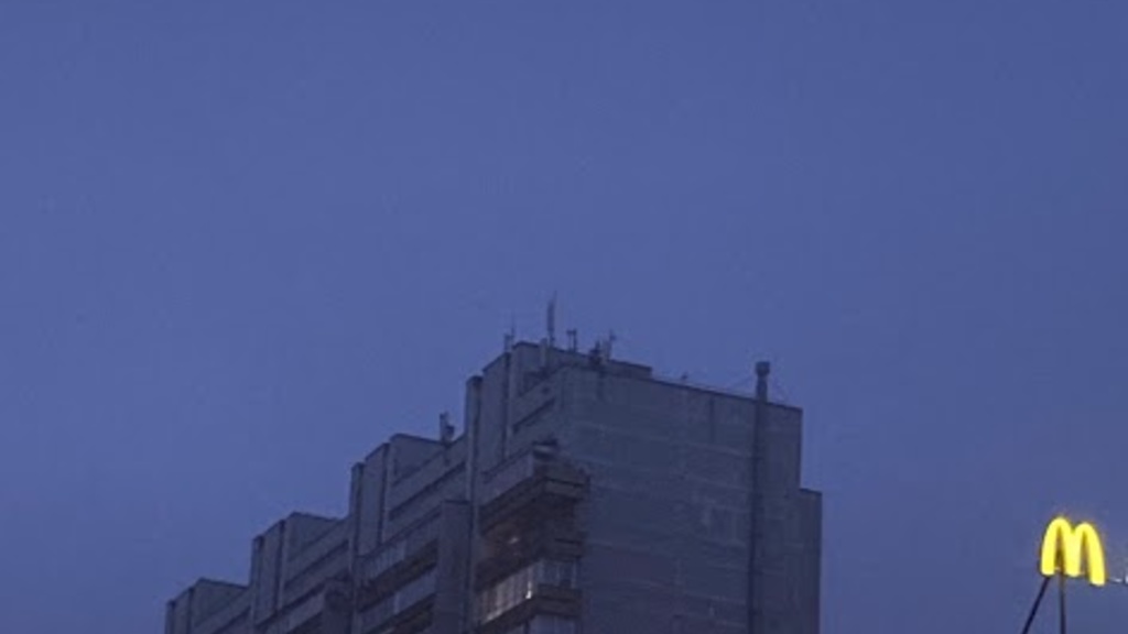night sky with building